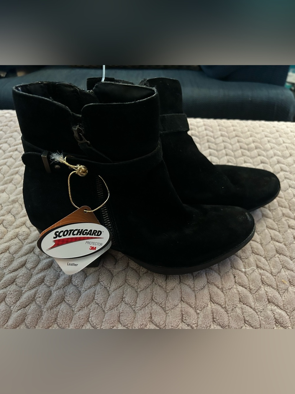 Earth Black Suede Ankle Booties with Side Buckle size 9